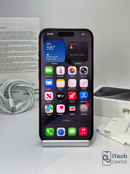 iPhone 15 Pro, 256GB, Black Titanium, НЕРАЗЛИЧИМ ОТ НОВ, 1г. ГАРАНЦИЯ!