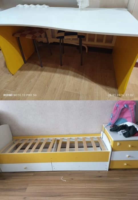 Стол,  тумба,  кровать