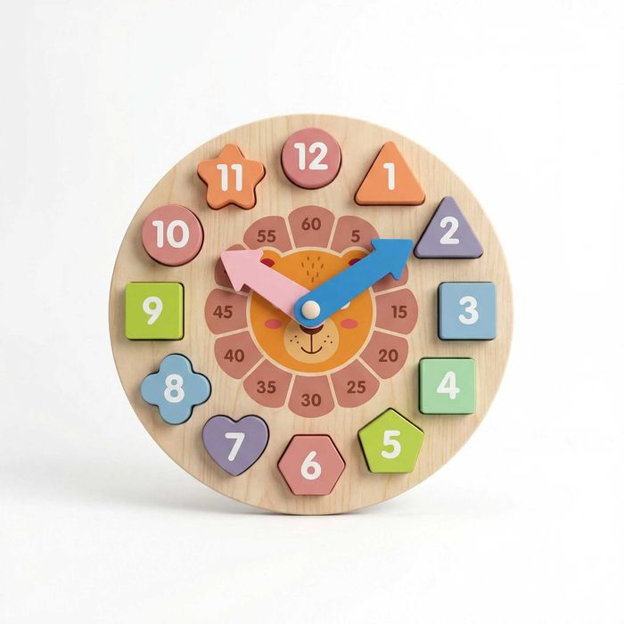 Ceas educațional OEM din lemn cu forme geometrice