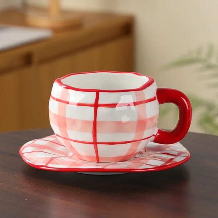Vand set cană cu farfurie retro 250 ml