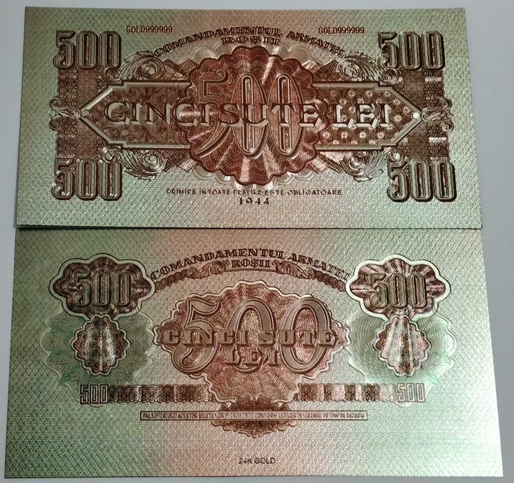 Comandamentul Armatei Roșii – Set complet de 7 bancnote - Gold Collector Edition – cu inserție decorativă de aur 24k