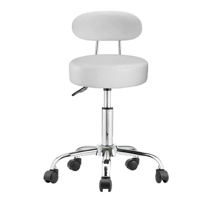 Козметична табуретка с облегалка/Работна табуретка с колелца - 2 цвята
