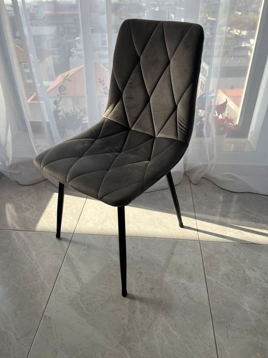 Set 4 scaune living tapitate SAVIER, gri, 44x55x87.5 cm