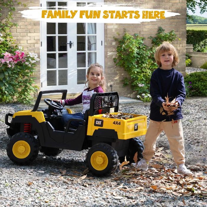 UTV electric pentru 2 copii, Caterpilar CAT 2x45W 12V 10Ah Yellow
