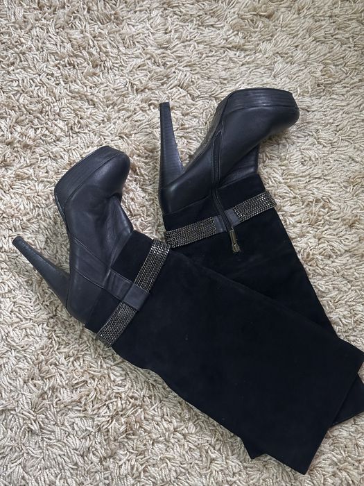 Кожаные сапоги европейка