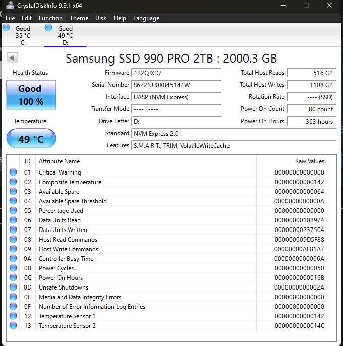 SSD Samsung m2 990 PRO 2TB