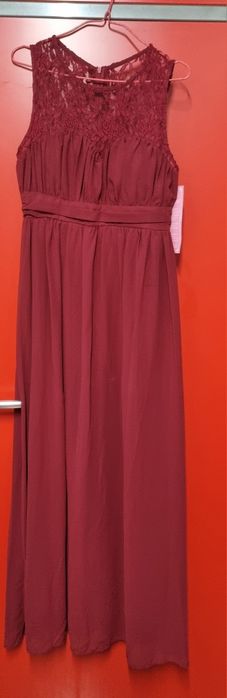 Дълга рокля бордо