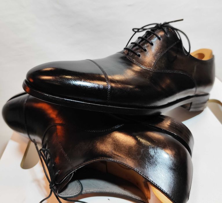 Pantofi oxford 44 44.5 de lux Scarosso lucrati manual piele naturala