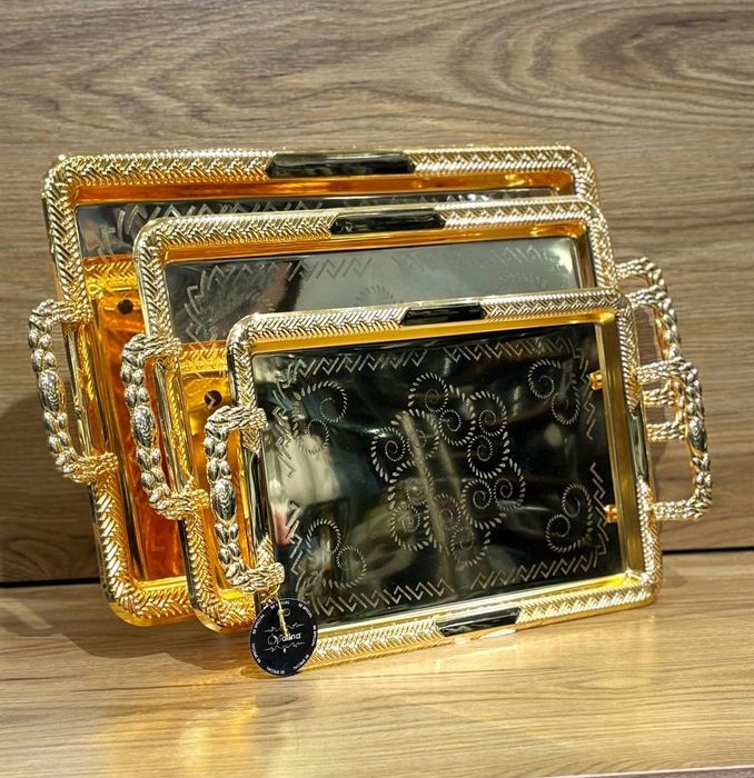 Подносы зеркальные  Gold/Silver Набор из 3 шт