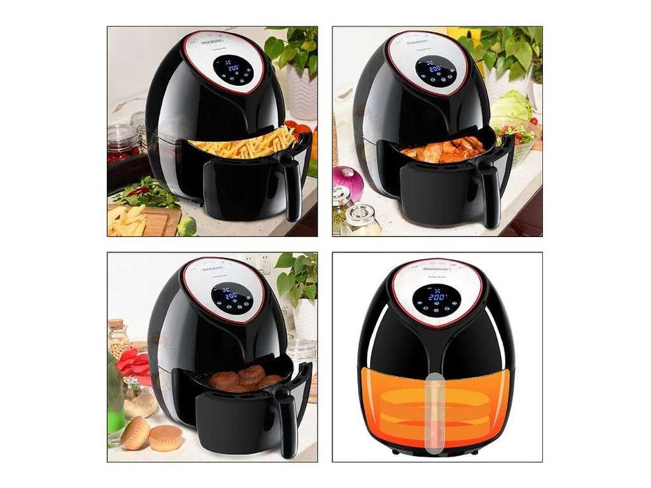 Cuptor cu aer cald monzana negru - 9 in 1 cu ecran tactil 1850 W 6,5 l