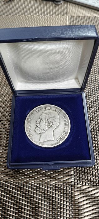 Moneda argint 5 lei 1881 b Carol 1