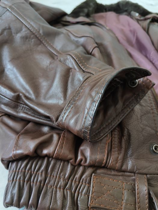 Geaca din piele naturala maro