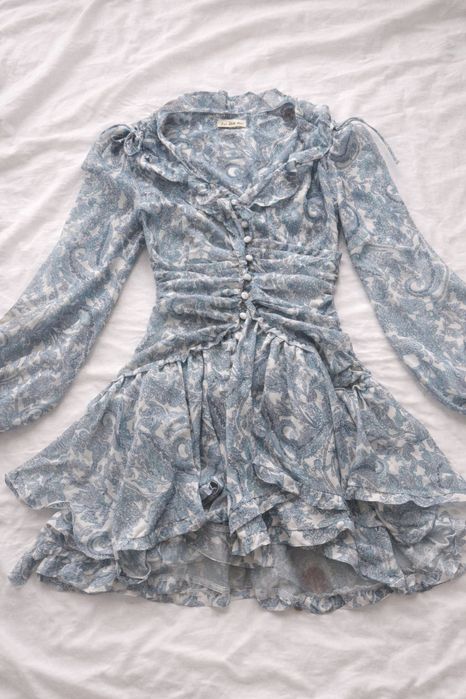 Нежное голубое платье с воланами , Летний стиль