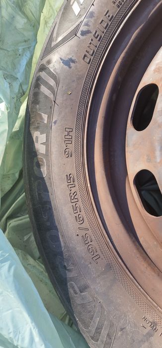 Set 4 jante cu anvelope vară R15 195/65 5x100 VW Golf 4, Bora