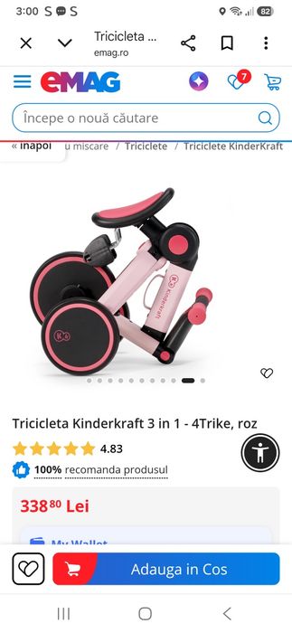 Tricicleta kinderkraft 4trike  Ride-on   nouă