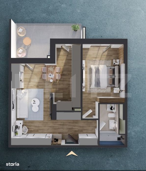 Apartament 2 camere, 59 mp, balcon 13 mp, proiect nou nZEB, zona Rivu — fotografia 1