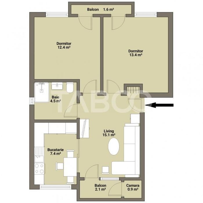 Apartament de vanzare 54mp 3 camere decomandate in zona Selimbar Sibiu