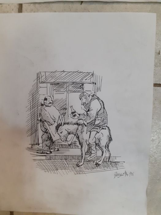 Стари рисунки подписани Илия Бешков,карикатура,стара картина,рисунка