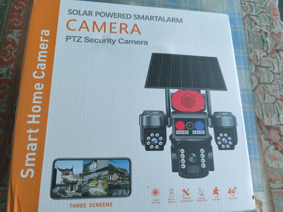 Camera supraveghere 4G 3 camere rotative cu panou solar