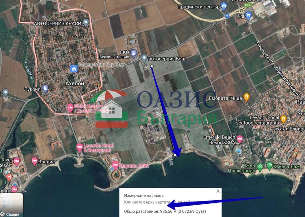Урбанизиран Парцел за курортно застрояване, 7653 кв. м, Ахелой, България,