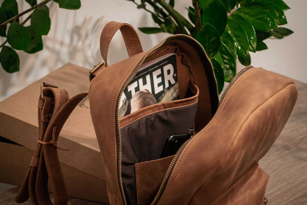 Rucsac din piele naturală. Rucsac pentru laptop. Laptop backpack