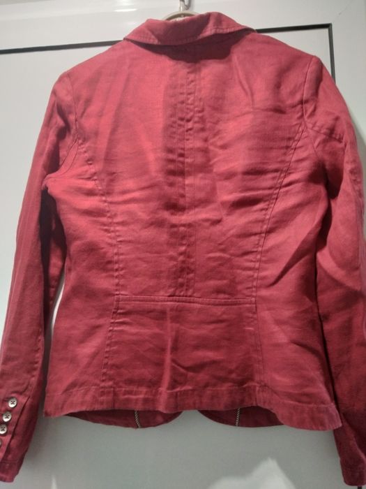 Дамско ленено сако бордо