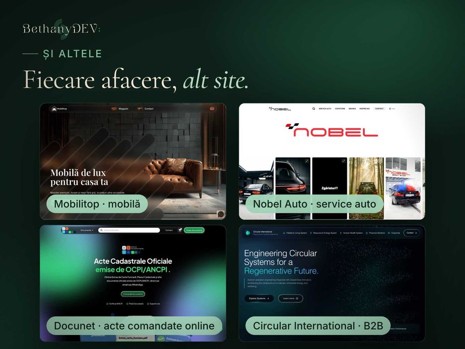 Creare website de prezentare & magazin online la standard internațional | Design original – BethanyDev