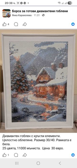Диамантени гоблени - пълно облепяне. Размер 30/40. Рамкирани.