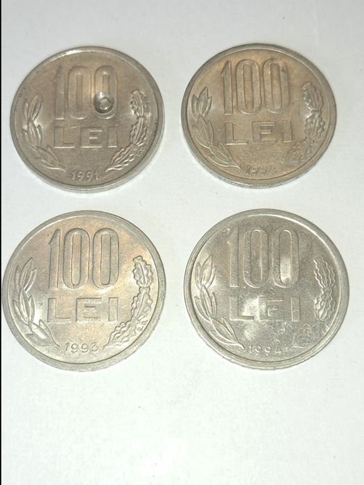 Monede 100 lei, 1991, 1992, 1993, 1994. Pret 250 lei