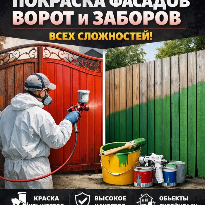 Услуги покраски ворот, заборов, фасадов