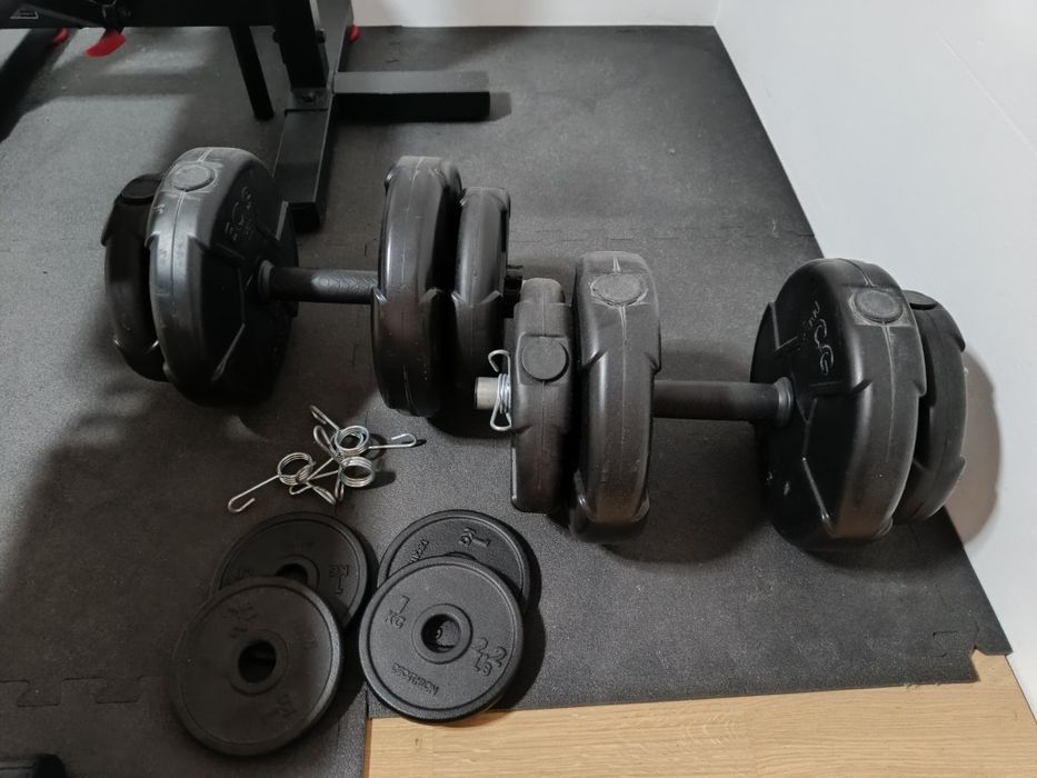 Bancă forță reglabilă + set haltere 38kg