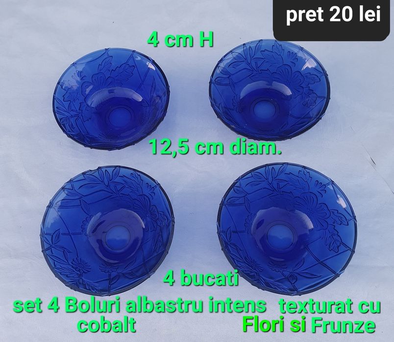 Set 4 boluri albastru intens