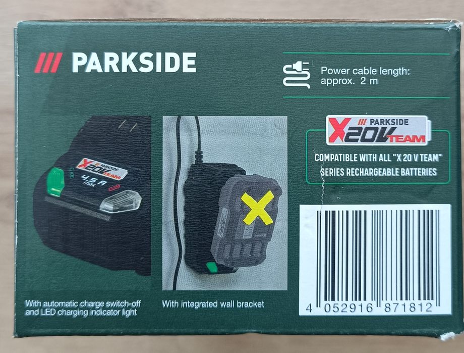 Зарядно Parkside 20v 4.5A Ново