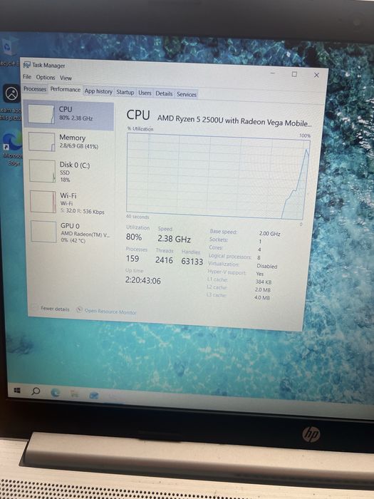 Hp ryzen 5 2500u ssd 512gb m2 8gb ddr4