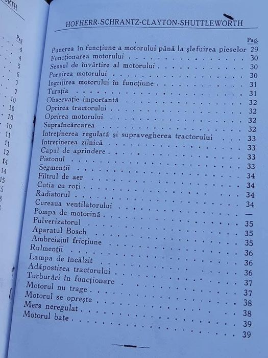 Tractor epocă, cartea tehnica, 1939