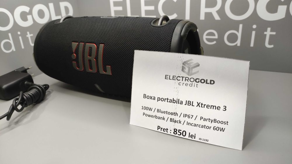 Boxa JBL Xtreme 3 Bluetooth/100W/Black/Incarcator 60W/IP67/PartyBoost
