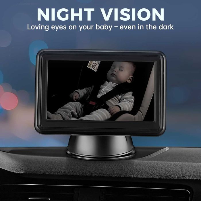 Бебешка автомобилна камера GEARCELL HD 1080P, 64GB карта, 4.3" дисплей