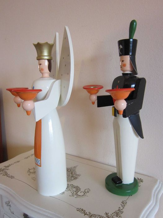 cadou rar Craciun Inger pazitor si Miner handmade lemn Germania 1960