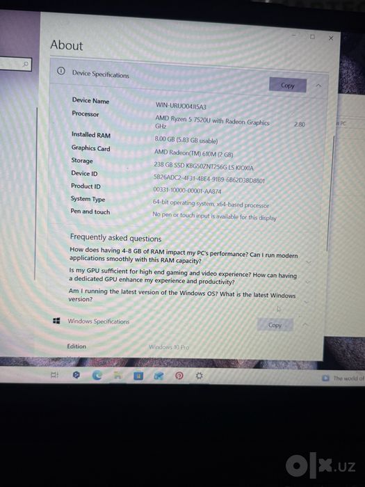 Noutbuk lenovo holati zor