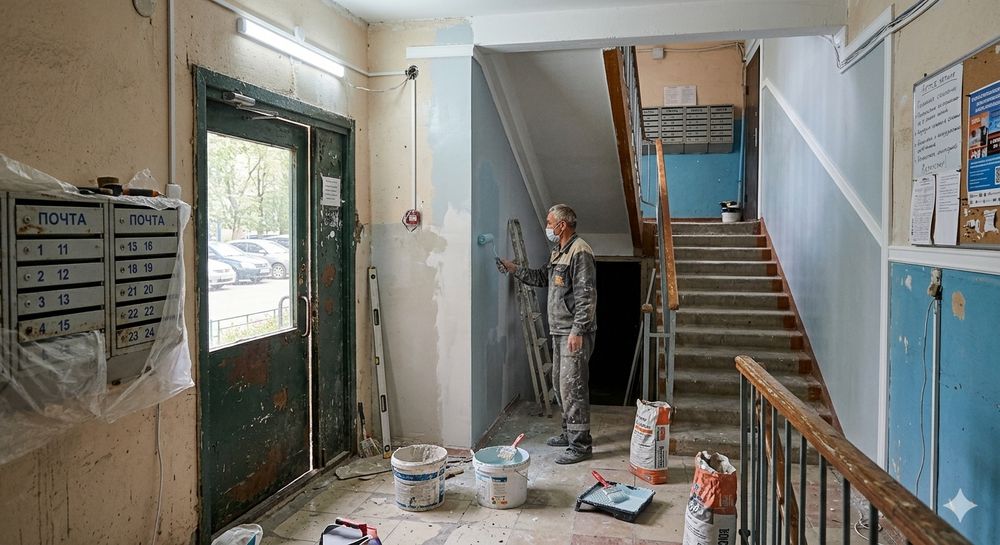 Ремонт подъездов,козырьков.