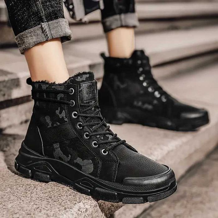 Ghete trendy robuste camuflaj pentru bărbați cu șireturi confortabili