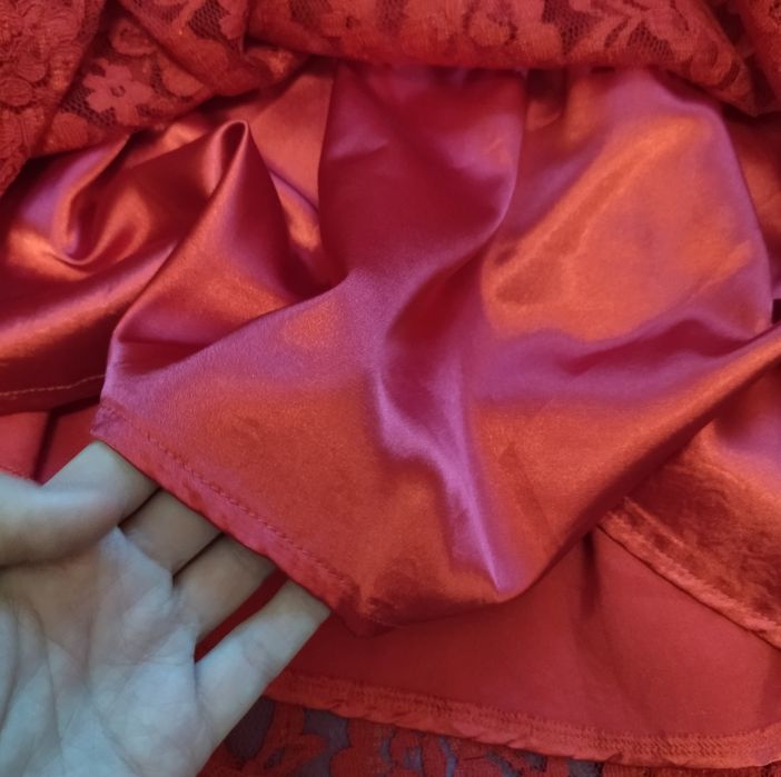 Платье красное, гипюр