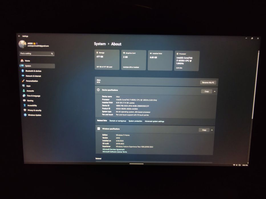 Lenovo Yoga 520 i7-8550U 8GB RAM SSD 477GB NVIDIA 940MX TOUCHSCREEN