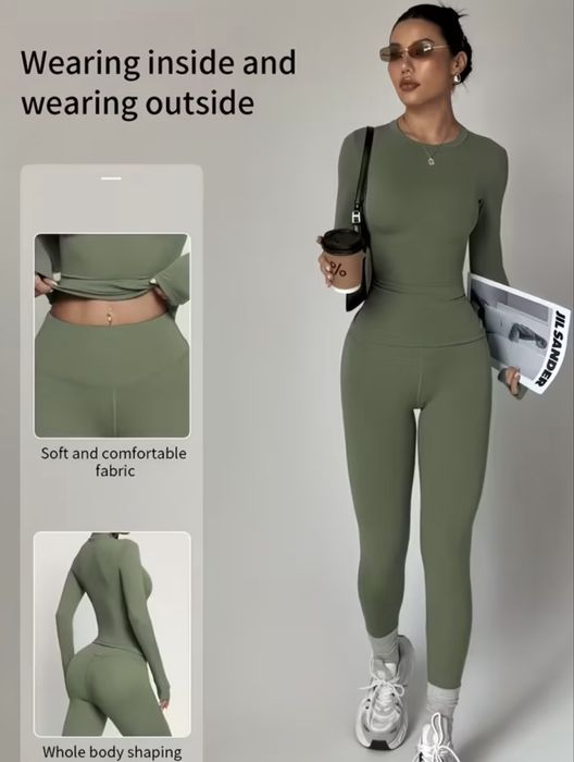 Спортен комплект клин + блуза — висока талия