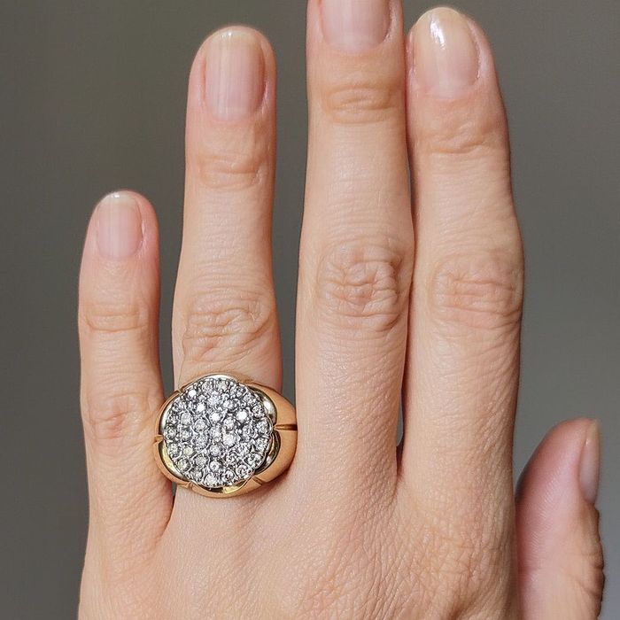 inel unisex, aur cu 1.07ct diamante, mas. mare, certif.