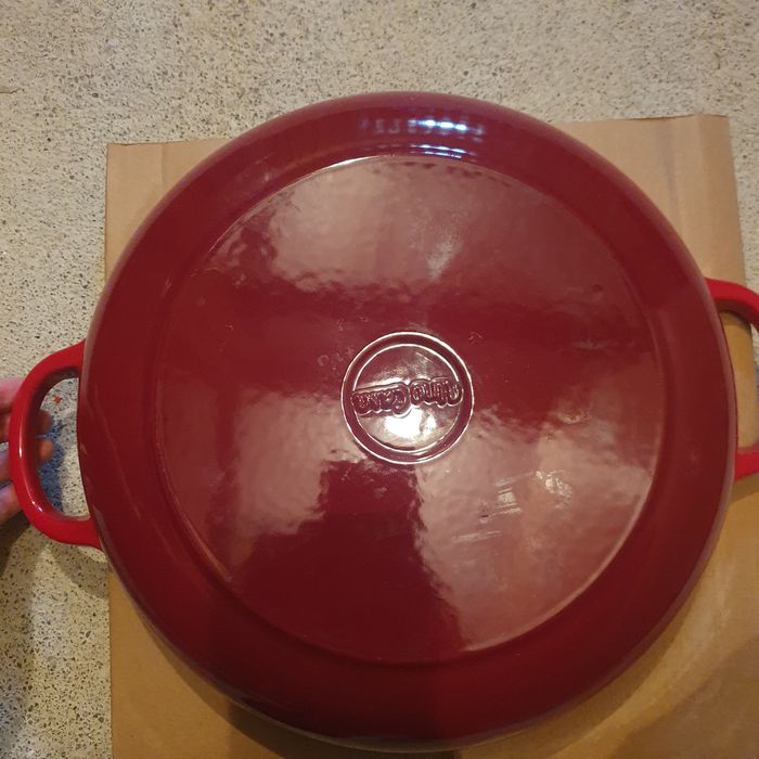 Crarita cu capac din fonta emailata rosie, Uno Casa, 3.5l, 30 cm