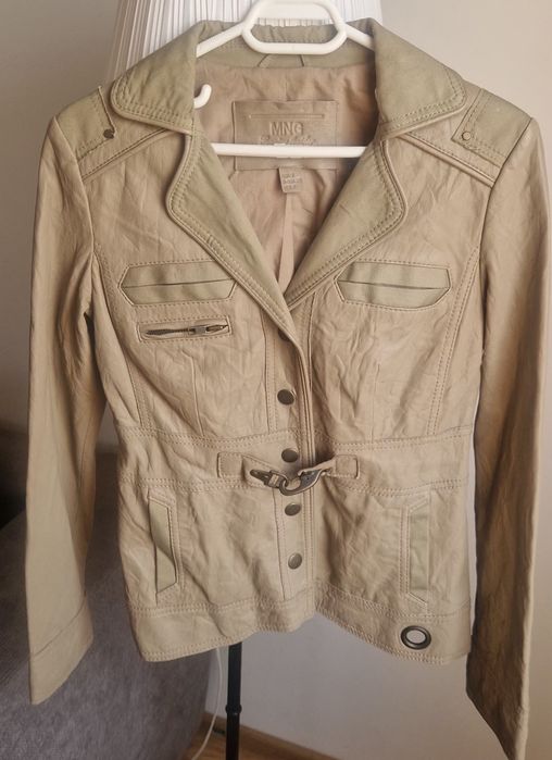 Jachetă MNG (Mango) din Piele Naturală – Stil Military/Safari (Mărimea