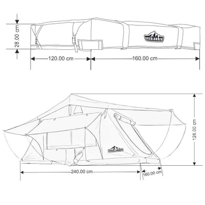 Cort plafon auto Overlander Adventure 3.0 160 cm cu sky roof