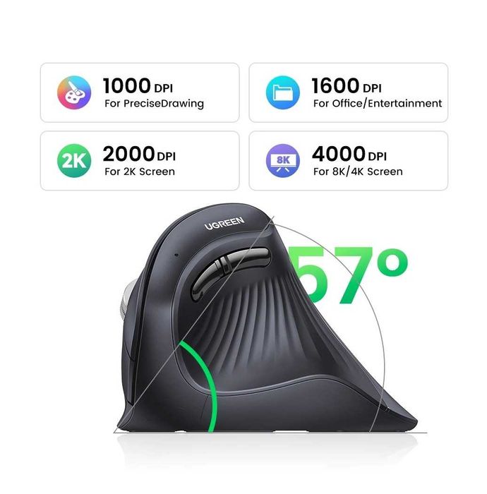 UGREEN Вертикальная беспроводная мышь Bluetooth 5.0