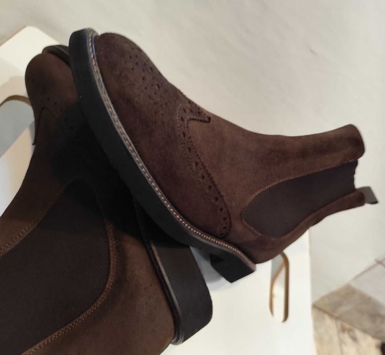 Ghete chelsea 39 brogue Lav Artigianale piele naturala suede moale